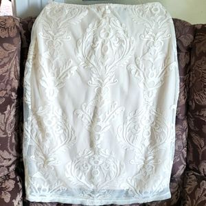 Cream Knee Length Skirt lace